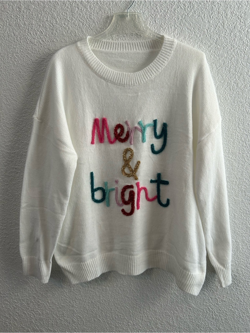 Merry & Bright Christmas Sweater 2XL Colorful Holiday Novelty Knit